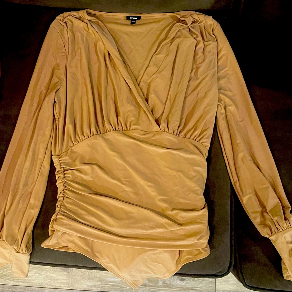Express Long Sleeve Plunging V-Neck Bodysuit Size Medium